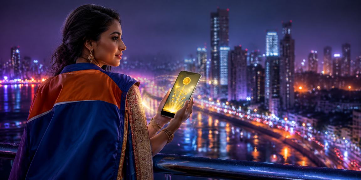 Player enjoying casino slots on mobile in Mumbai nightlife